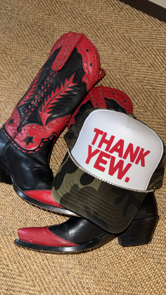“Thank Yew.” Trucker Hat
